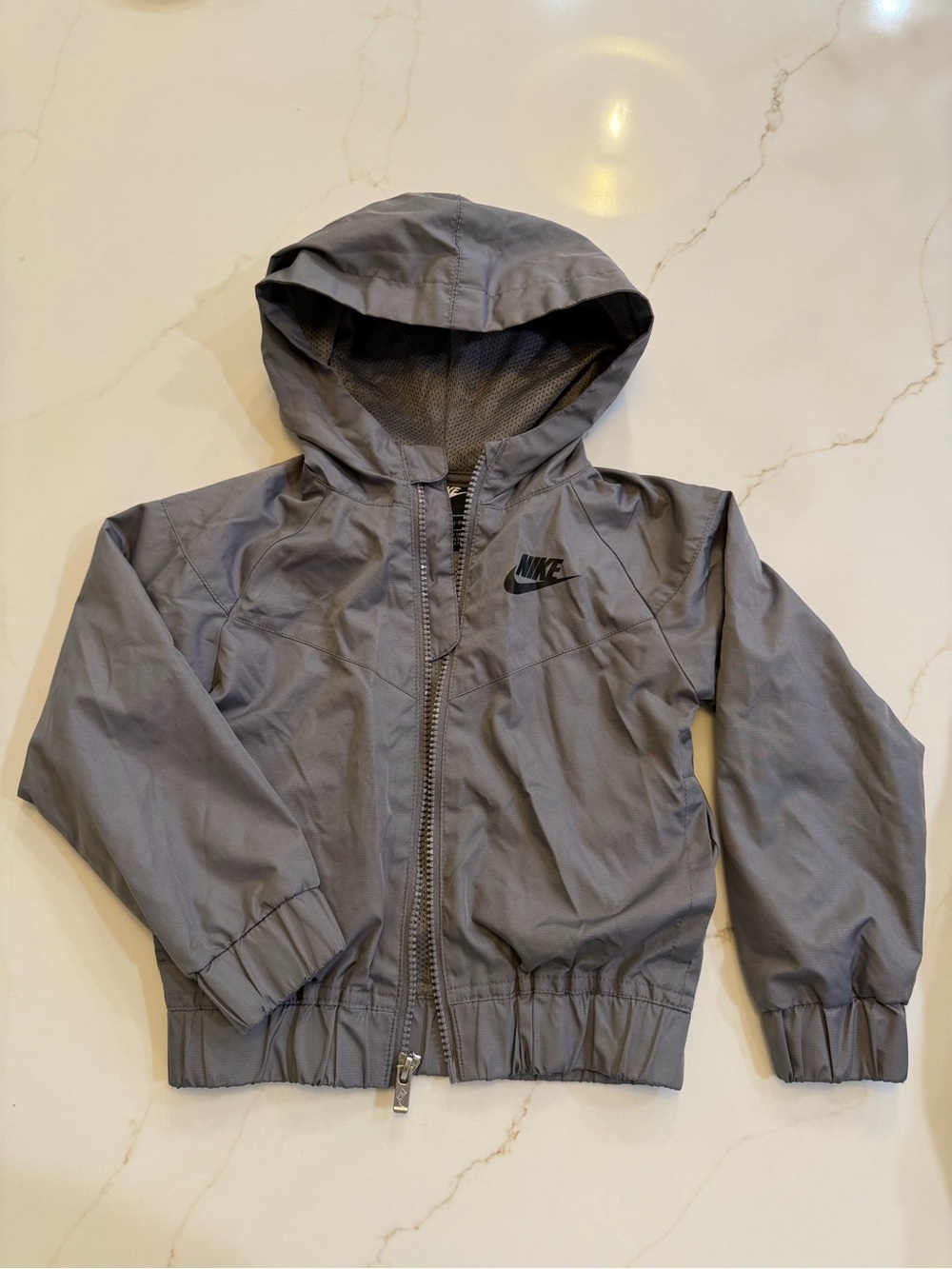Nike Kids Gray Hooded Rain Jacket